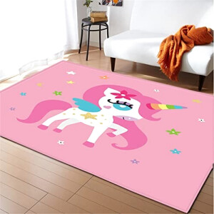 Tapis Licorne rose 50x80 cm