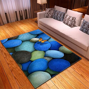 Tapis Papillon galets bleus 50x80 cm