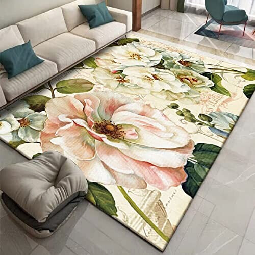 Tapis Pivoine, Rose - Fleur - 50x80 cm