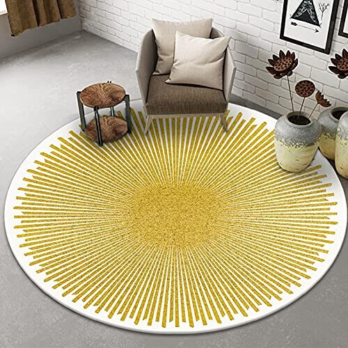 Tapis jaune rond 80x80 cm